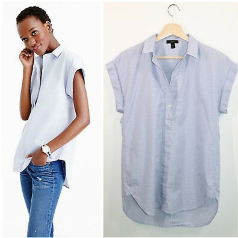 J.Crew Short-sleeve popover stripe 8 blue tunic